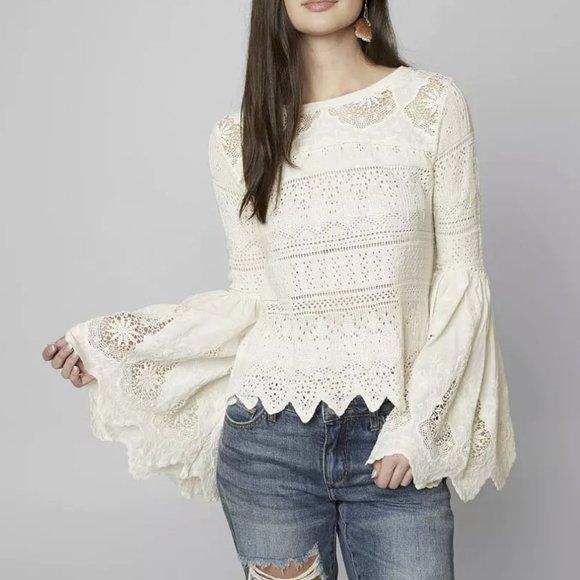 Free People "Once Upon A Time" Lace Sweater - Picture 3 of 15